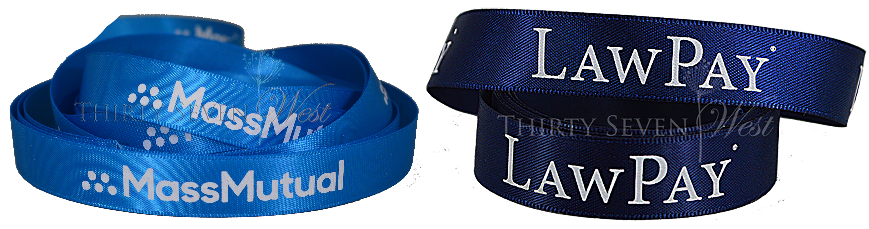 Blue Custom Logo Ribbon with White Print